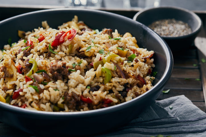 Ethiopian Berbere-Spiced Ostrich Rice Bowl