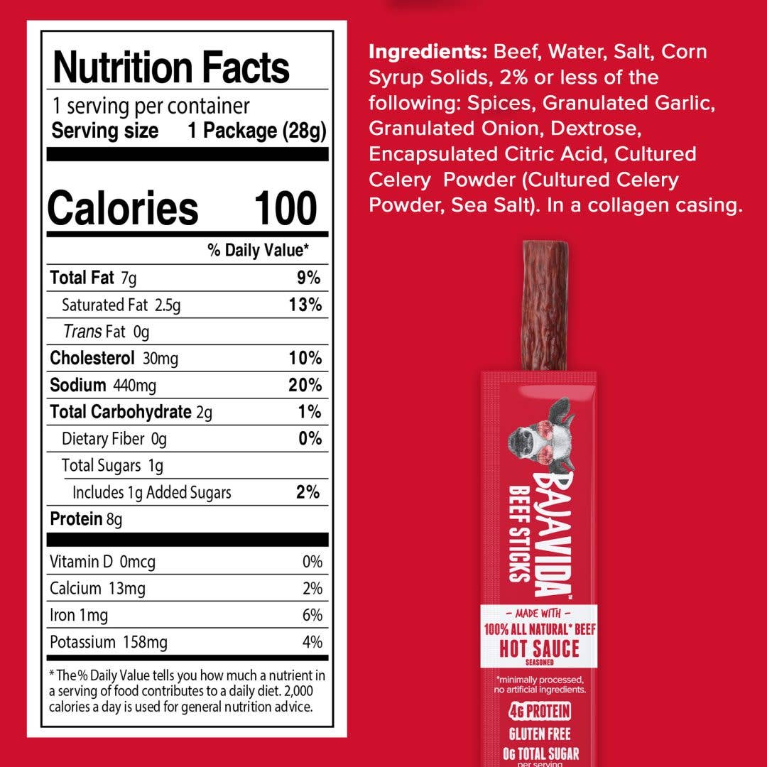 Baja Vida Beef Sticks - Hot Sauce