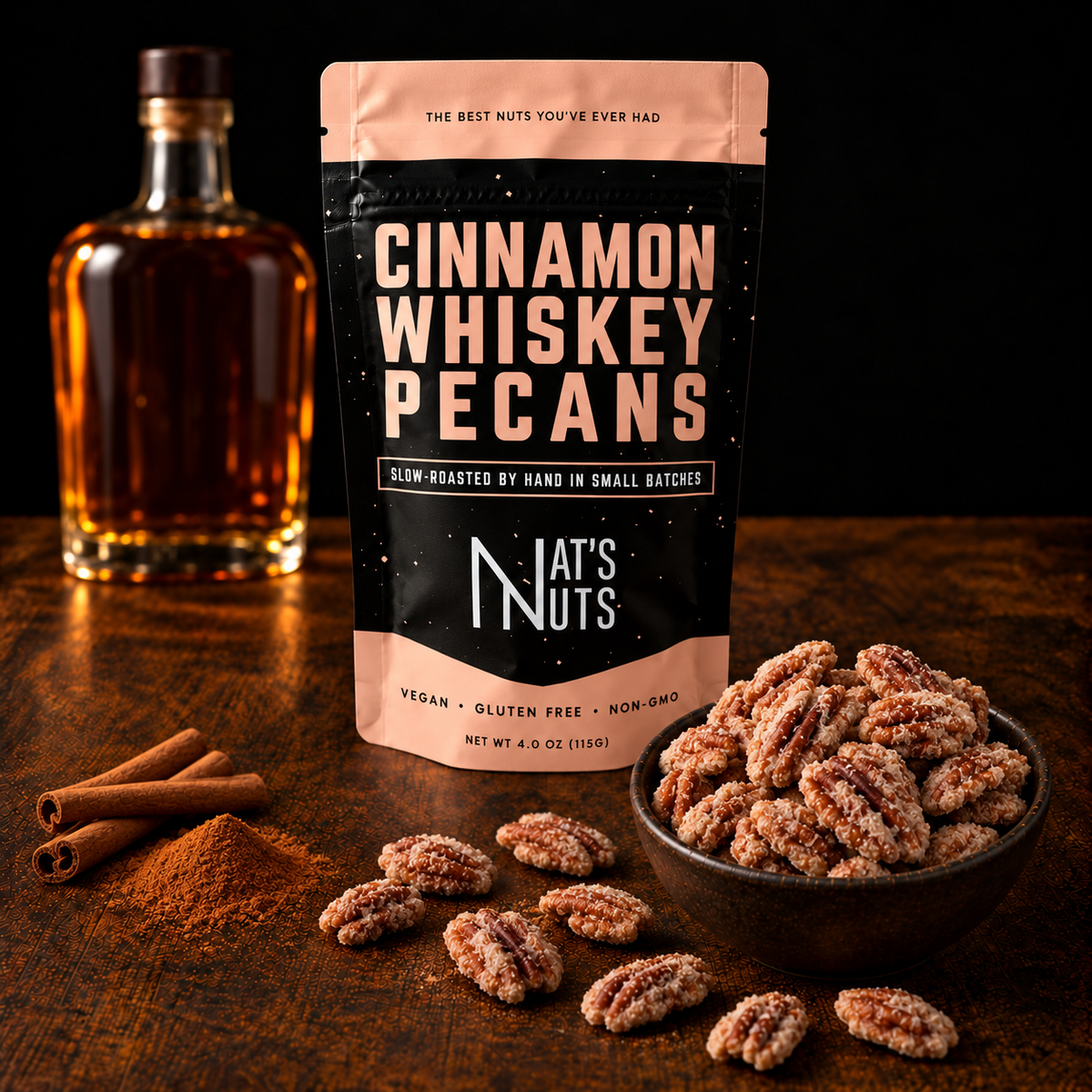 Gourmet Roasted Nuts - Cinnamon Whiskey Pecans