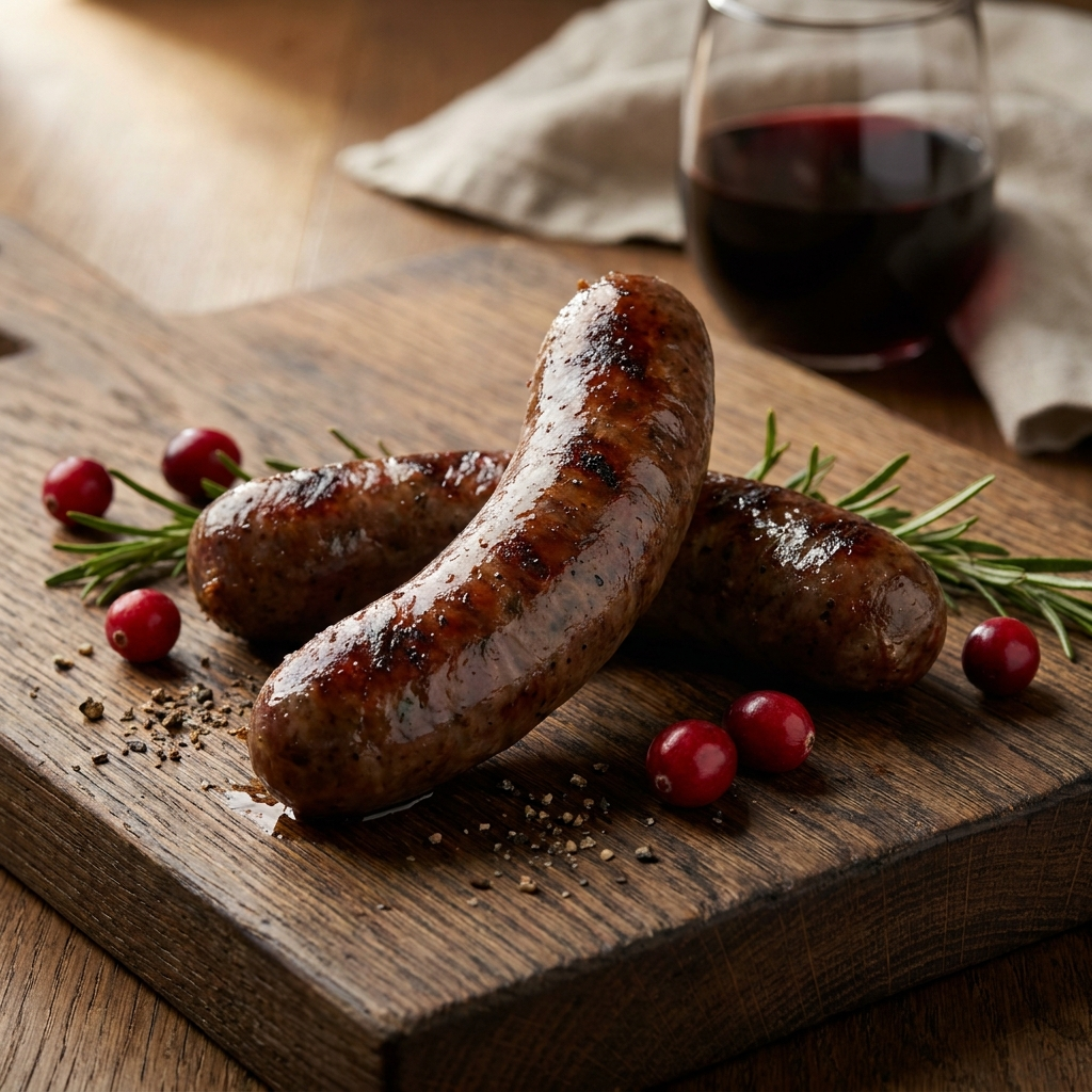 Wild Boar Sausage ~ made with Cranberries and Shiraz Wine