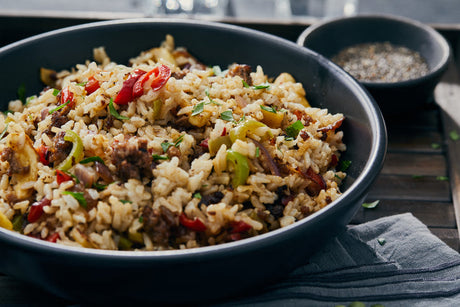 Ethiopian Berbere-Spiced Ostrich Rice Bowl