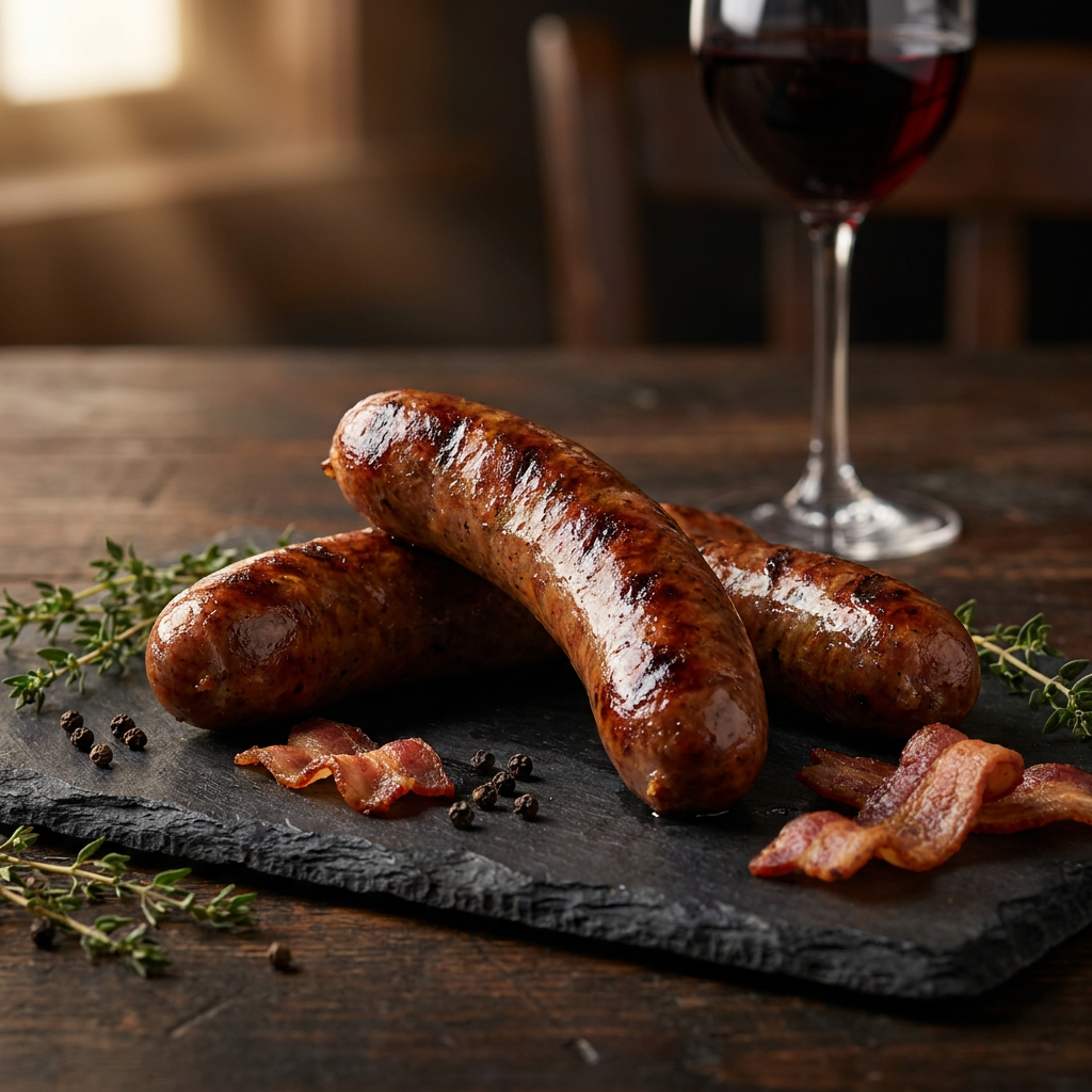 Buffalo Sausage ~ made with Smokey Bacon & Burgundy Wine