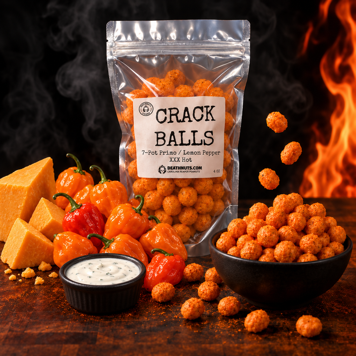 CRACK BALLS - HABANERO RANCH Cheese Balls ~ Heat Level: Hot