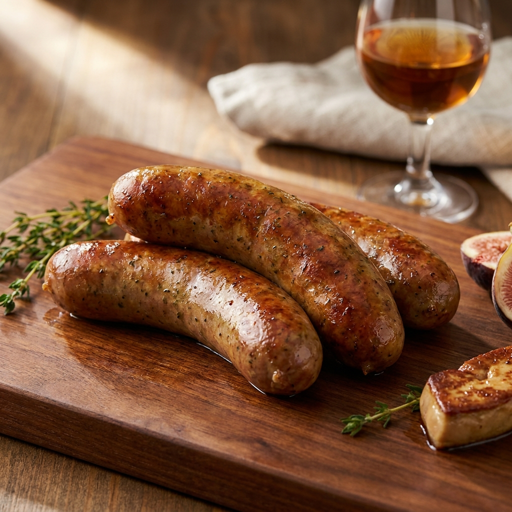 Duck Sausage ~ made with Foie Gras and Sauterne Wine