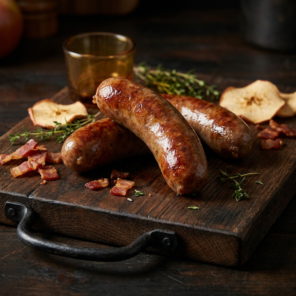 Duck Sausage ~ made with Smokey Bacon with Applejack Brandy