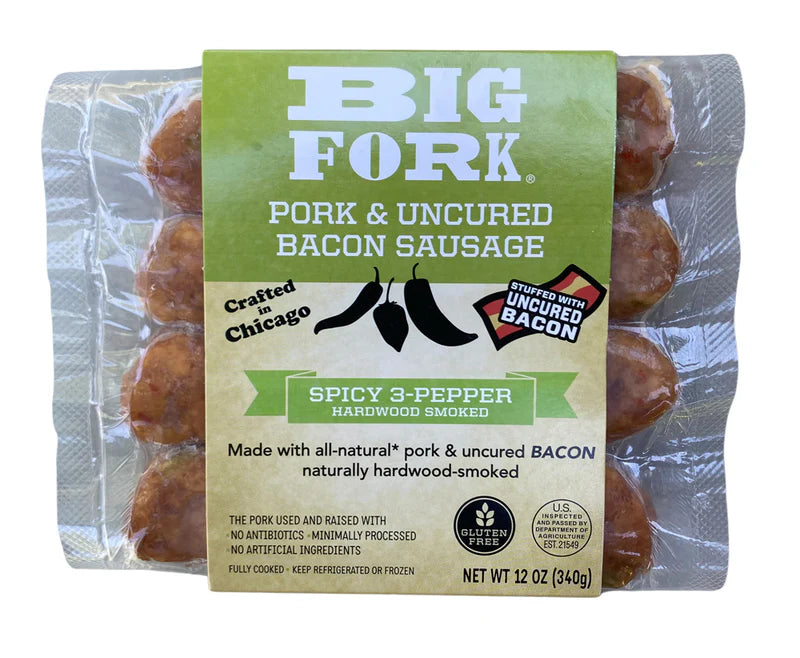 Spicy-3 Pepper Hardwood Smoked Bacon Sausage