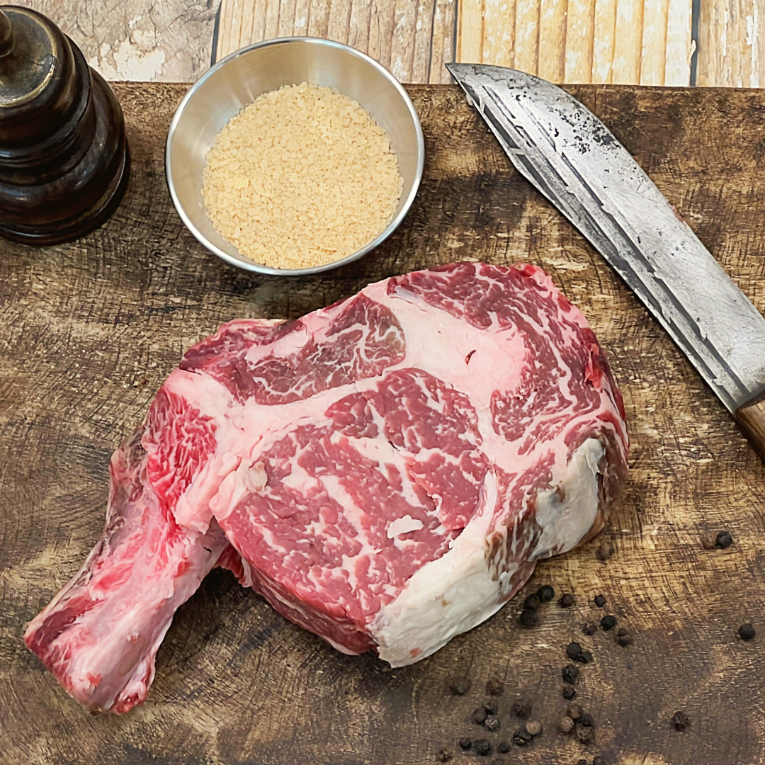 Beef DRY AGED 45 DAYS "Cowboy Steak" Frenched Bone-In Ribeye Steak 18 oz. -  U.S.D.A. PRIME