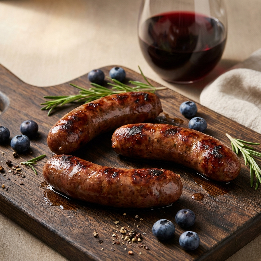 Venison Sausage ~ made with Blueberries & Merlot Wine