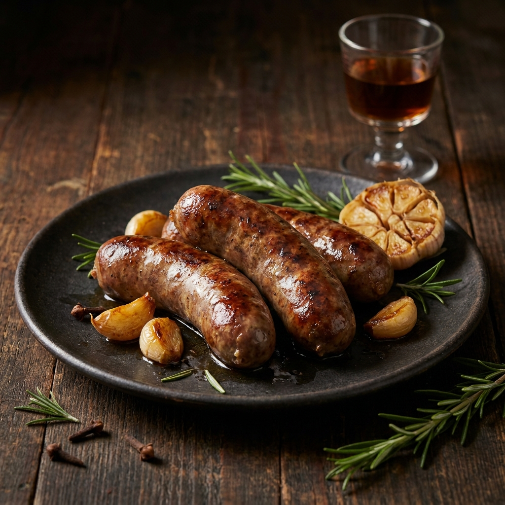 Wild Boar Sausage ~ made with Roasted Garlic & Marsala Wine